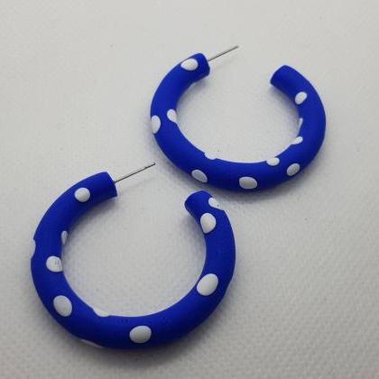 Big Hoops Earrings Polka Dots Modern Style Polymer..