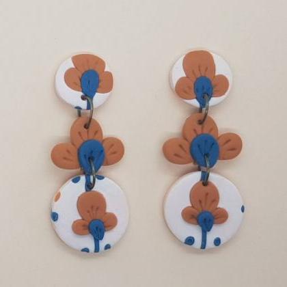 Dangle Florals Polymerclay Starebbe Earrings,..