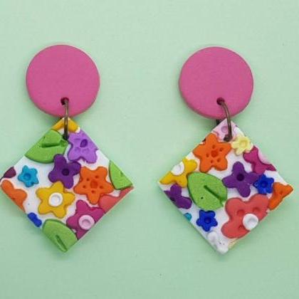 Colorful Florals Flowers Handmade Polymerclay..