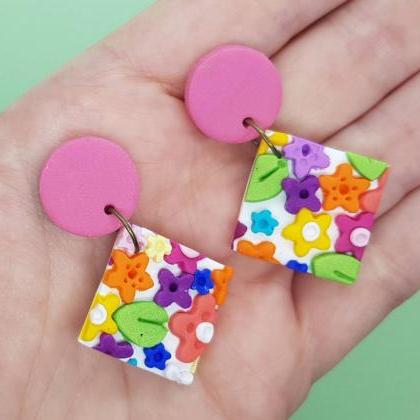 Colorful Florals Flowers Handmade Polymerclay..