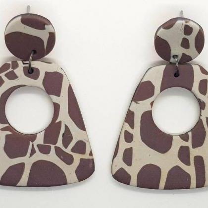 Big Brown Polymerclay Statement Earrings Polymer..