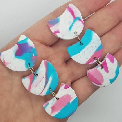 Turquoise Pink Retro Colorful Summer Polymerclay..